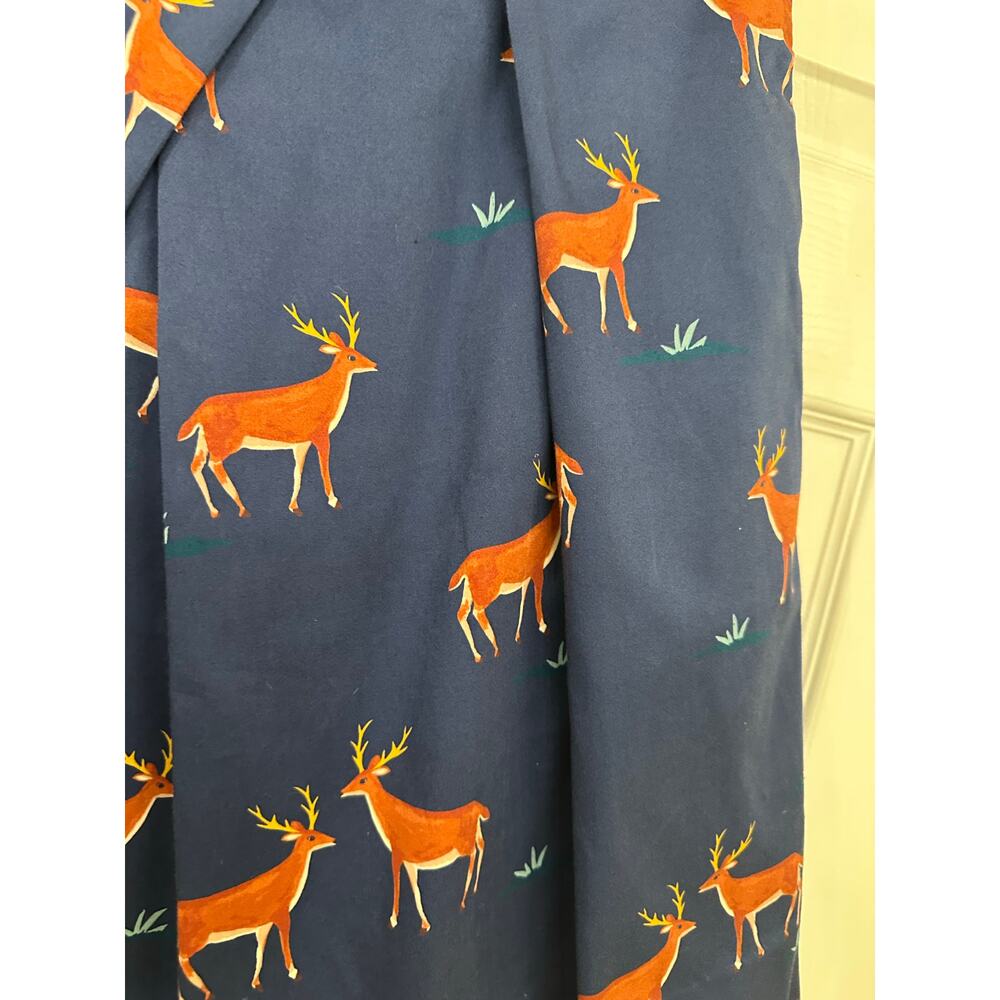 Draper James Oh Deer Pleated Skirt Navy Sz 12 - Picture 3 of 8